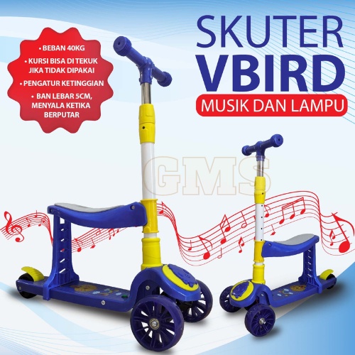 Skuter scooter 2023 Termurah VBIRD Anak Roda 5 CM  Music Editon dan Lampu
