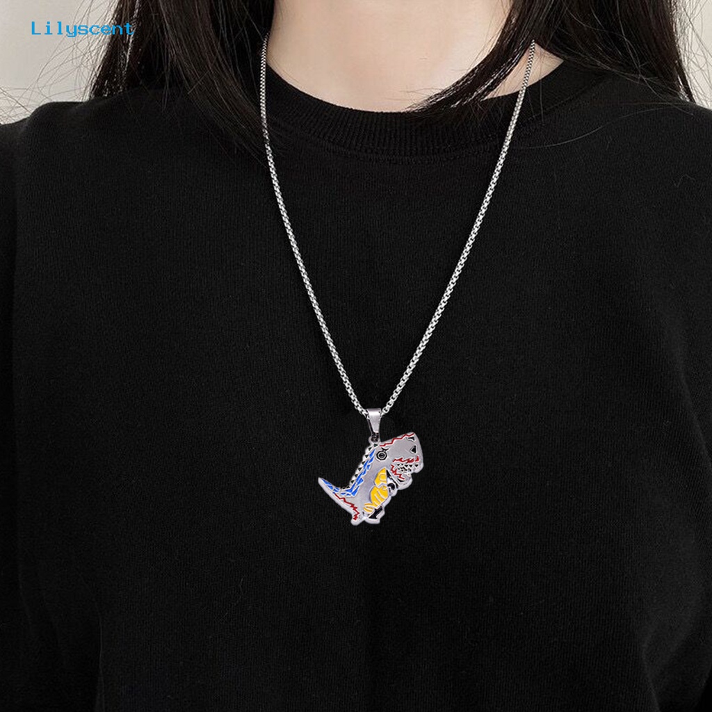 [LS] Sweater Kalung Geometris Hewan Liontin Electroplating Anti-Karat Leher Ornamen Tahan Luntur Punk Lucu Dinosaurus Rantai Kalung Perhiasan Aksesori