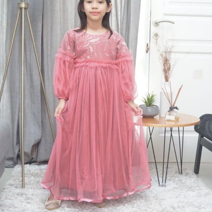 ❂ Baju pesta muslim anak / baju muslim anak perempuan / muslim brukat KERUT ➳