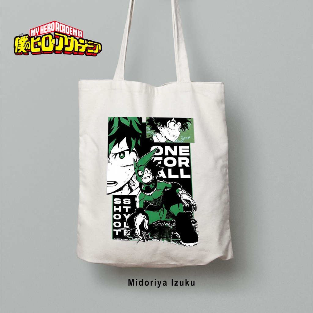 Totebag Anime My Hero Academia Boku No Hero Deku Bakugo Todoroki bag premium Totebag zipper totebag velcro