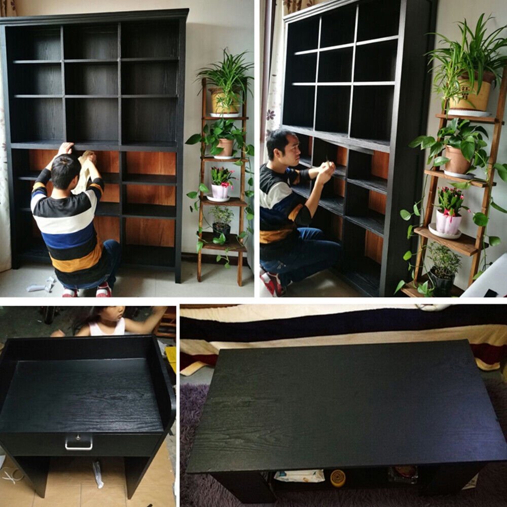 Wallpaper Black Wood Urat Kayu Hitam 45cmx10m Sticker Dinding WPS043 Wojia