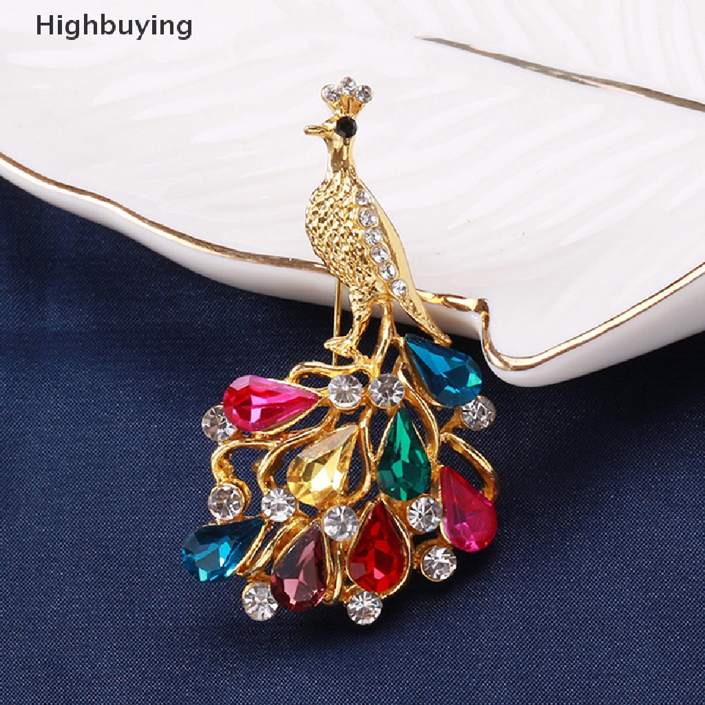 Hbid Retro Hewan Bros Berkilau Berlian Imitasi Merak Bros Hewan Bros Pin Perhiasan Hadiah Aksesoris Pakaian Ornamen Glory