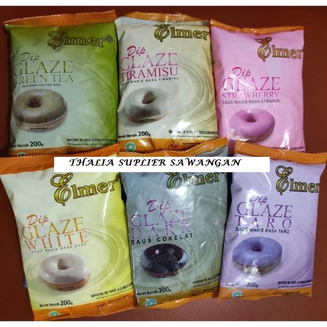 

ELMER DIP GLAZE 200GRX 1,TOPPING DONAT,CAKE DLL