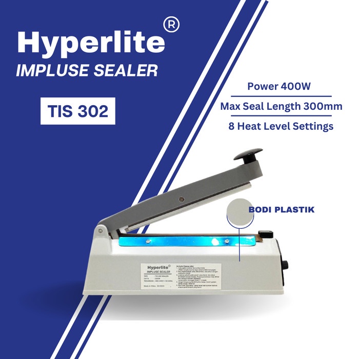 Hand Impulse Sealer Hyperlite TIS-302 Alat Perekat Plastik 30cm TIS302 Sealer 30 cm Hand Sealer Japit