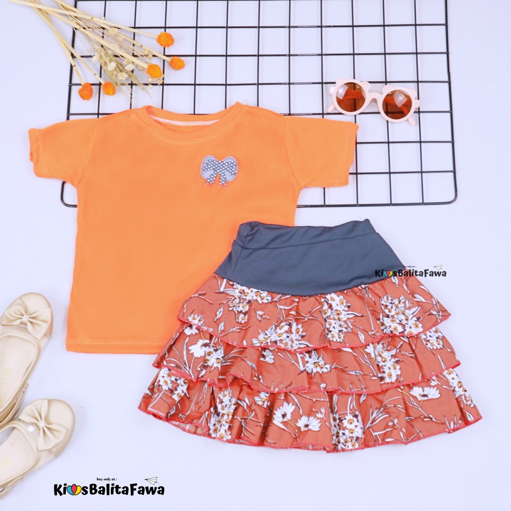 Setelan Mixed Candy uk 1-2 Tahun / Baju Bawahan Rok Lengan Pendek Skirt Anak Perempuan Murah Atasan Cewek Babycinnamon