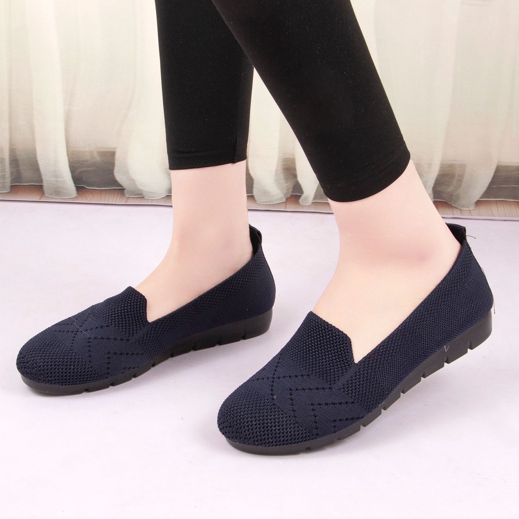 Permata  Sepatu Flat Shoes Wanita Import QP-A09 Premium Quality  Fliknit Shoes