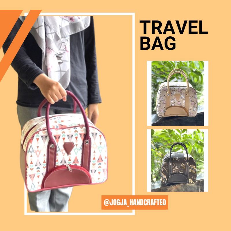 Travel Bag Koper Lipat Pria Wanita Bahan Kanvas Motif Mini / Tas Travelling Pakaian Lipat Jinjing Mu