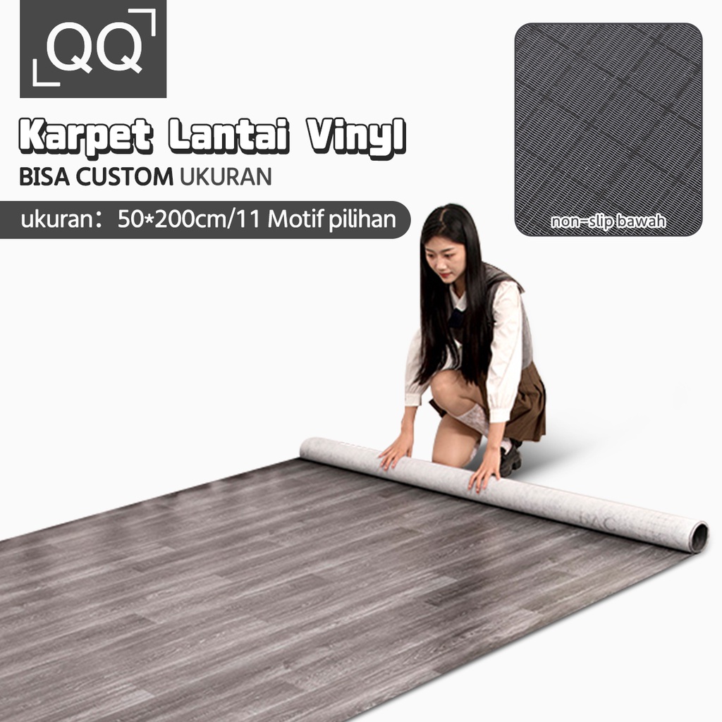 (QQ) Karpet Lantai Vinyl IMPORT KOREA Harga per 200X50 CM (1 m²) tebal 0.5mm--Custom Ukuran