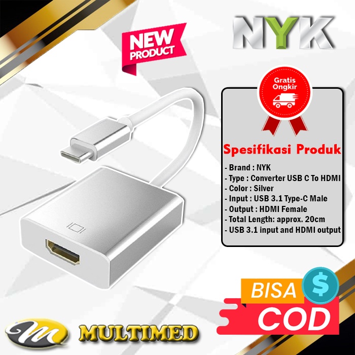 Kabel Converter USB Type C To Hdmi NYK