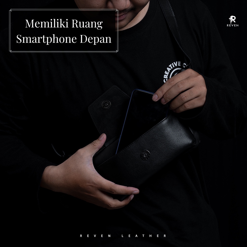 Tas Selempang Pria Kekinian Mode Motorbike Slingbag 100% Original Kulit Sapi Asli Outdoor Activity Fashion Cowok - MAHAMERU WAISTBAG