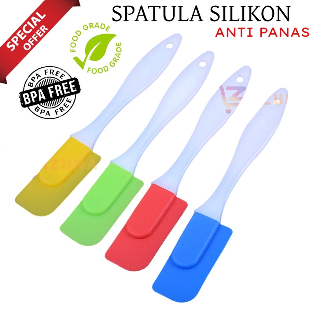 Spatula Kuas Sendok Alat Sepatula Pengaduk Oles Adonan Kue Geprek Sambal Tahan Panas Anti Lengket Food Grade Elastis Pengoles Cake Roti Silikon Silicone AD24