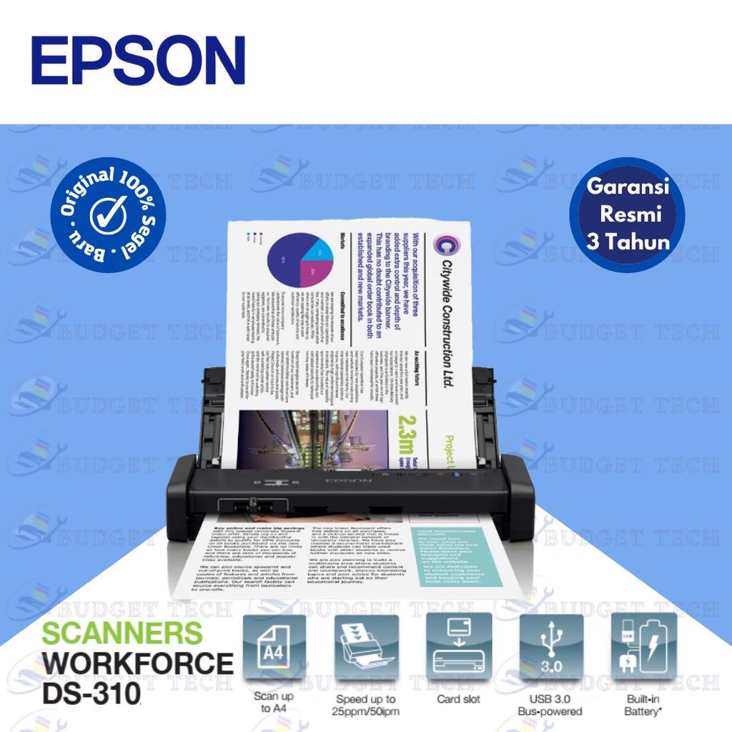 Scanner Epson DS 310 DS310 Portable Scanner - NEW Garansi Resmi