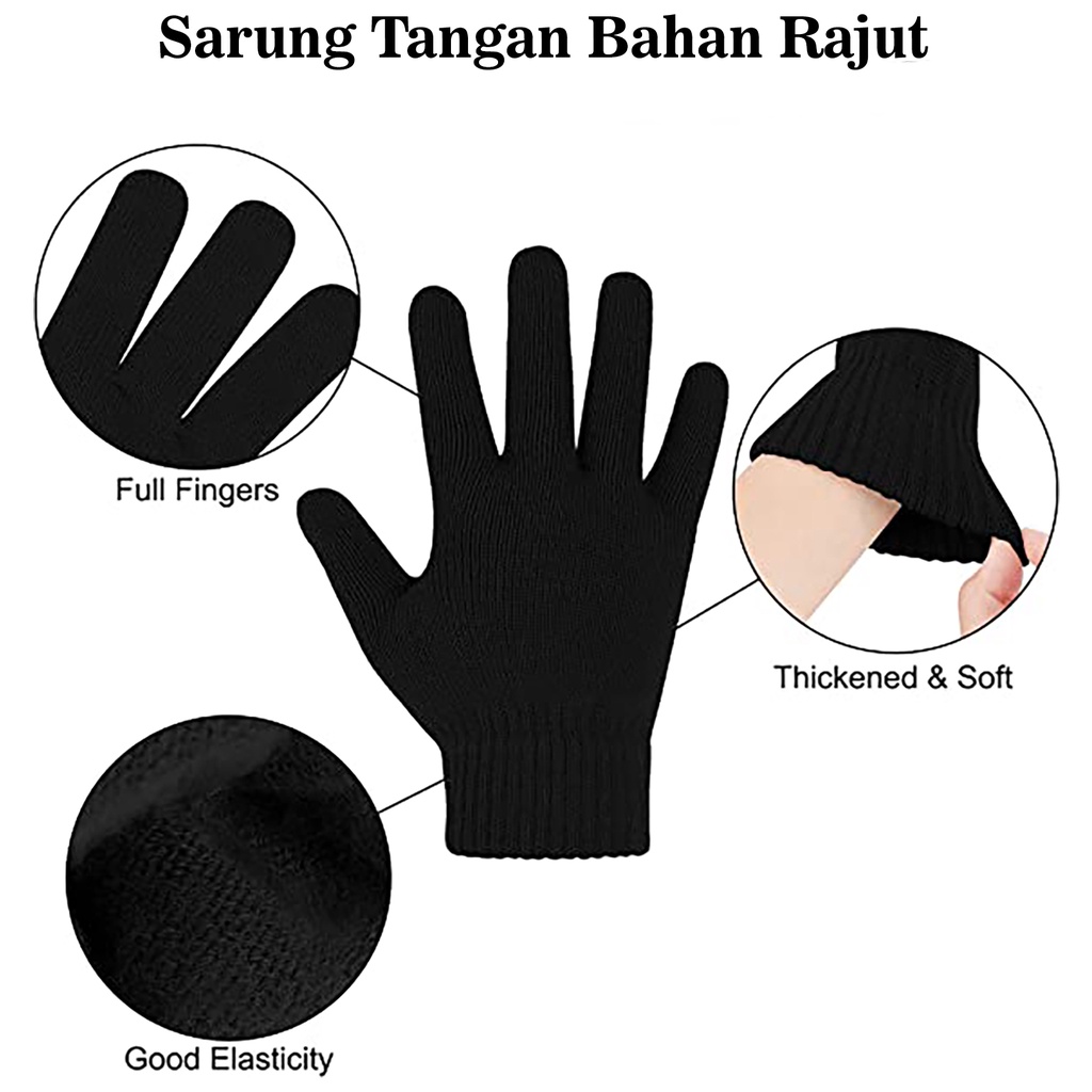 Sarung Tangan Motor Bahan Rajut Pria Wanita Warna Biru