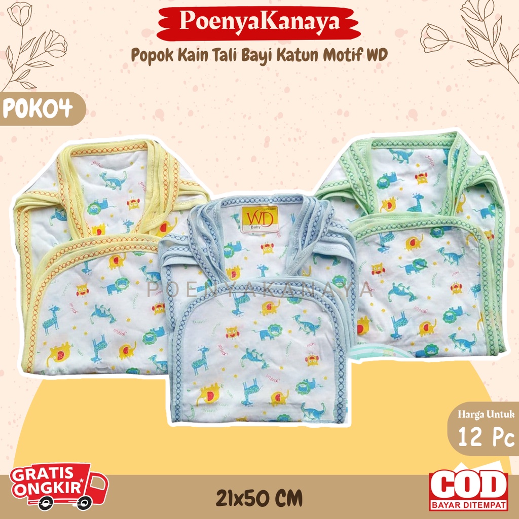 1lusin Celana Popok Kain Tali Bayi Katun Motif Div POK04