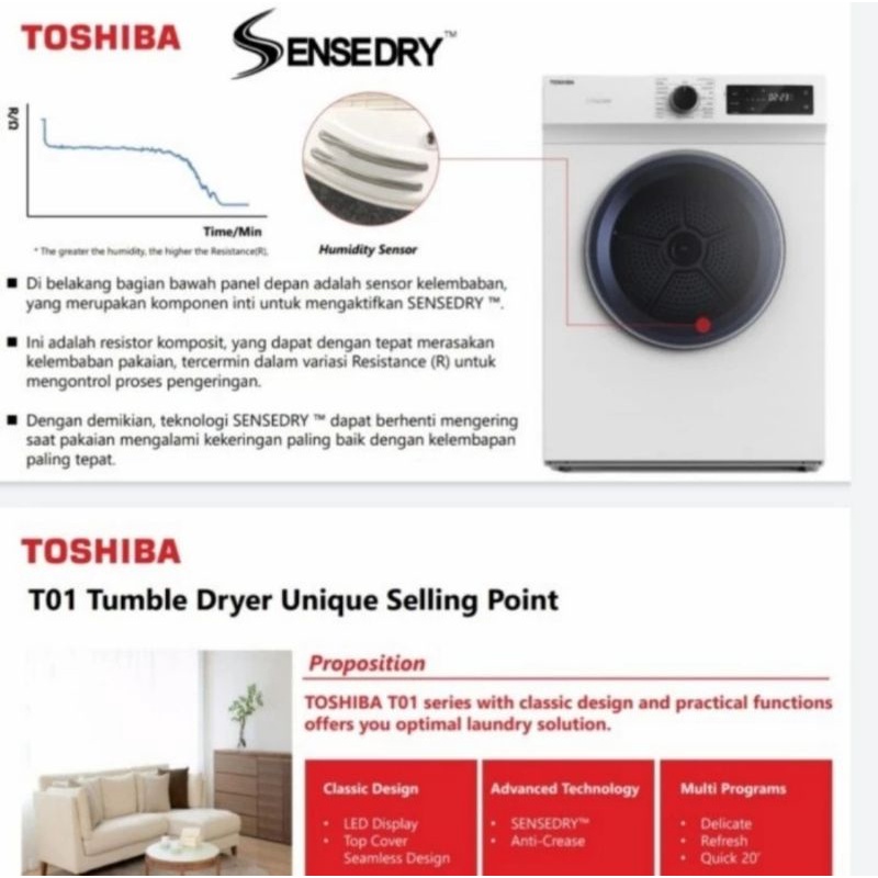 DRYER / MESIN PENGERING TOSHIBA 7 Kg / 7Kg TD-H80SEN