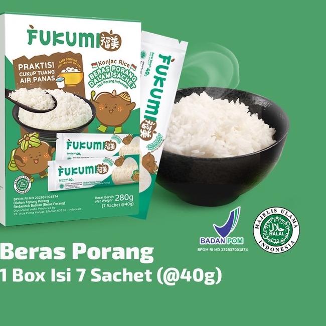 

♔ FUKUMI Beras Porang Box sachet 280gr, beras shirataki, konjac rice, beras diet ✭