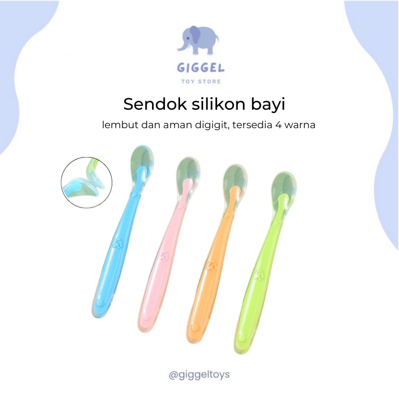 [ Giggel ] Sendok Bayi Silikon / Colorfull Baby Spoon BFA Free / Baby Safety Spoon