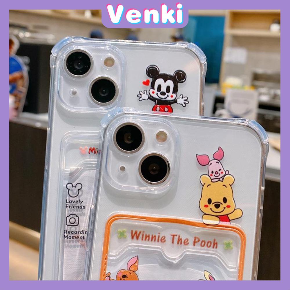 For iPhone 14 Pro Max Card Holder Case Clear Card Storage Back Cover Cute Cartoon Camera Protection Shockproof For iPhone 14 13 12 11 Plus Pro Max 7 Plus X XR