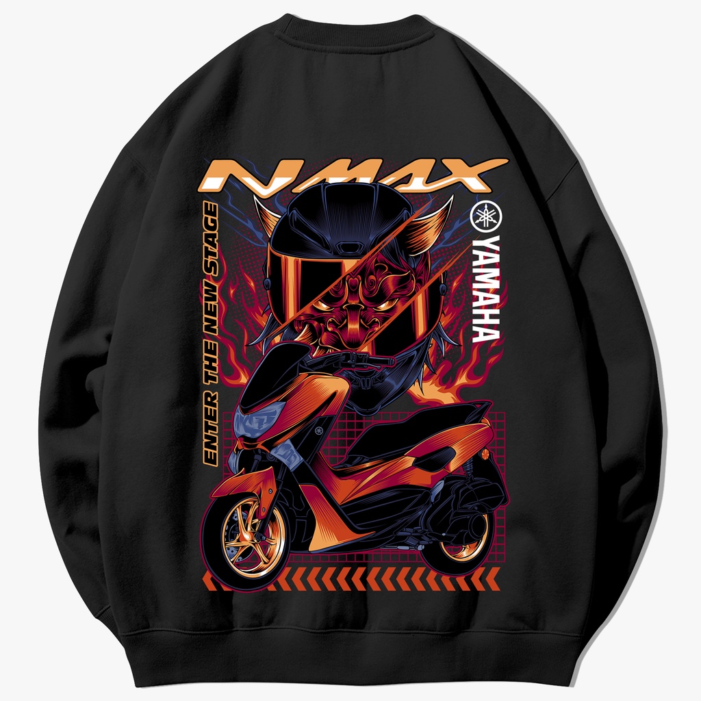 SWEATER CREWNECK FLEECE SUNMORI PRIA WANITA MOTOR NMAX OLD DEVIL