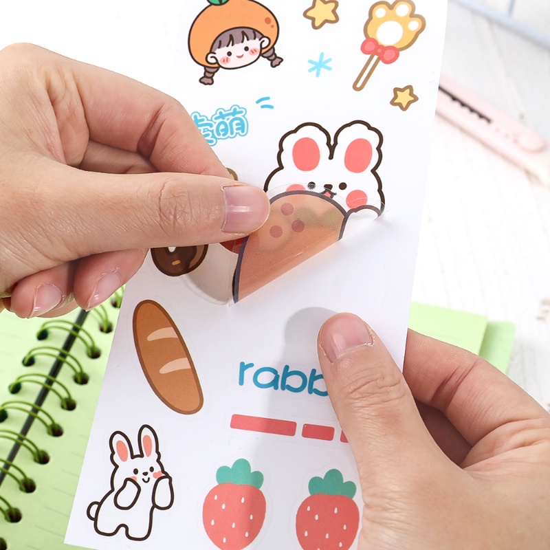 Tahan Air Alat Tulis Aksesoris Dekoratif DIY Diary Stiker Dekoratif Gadis Lucu Cangkir Air Stiker Perlengkapan Kantor Sekolah Little Bunny Handbook Stickers