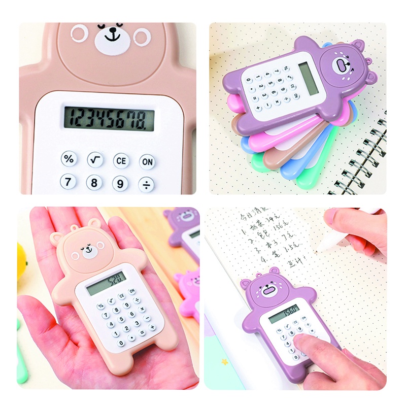 Mini Lucu Kartun Beruang Kalkulator Siswa Portable Kecil Digital Calculators