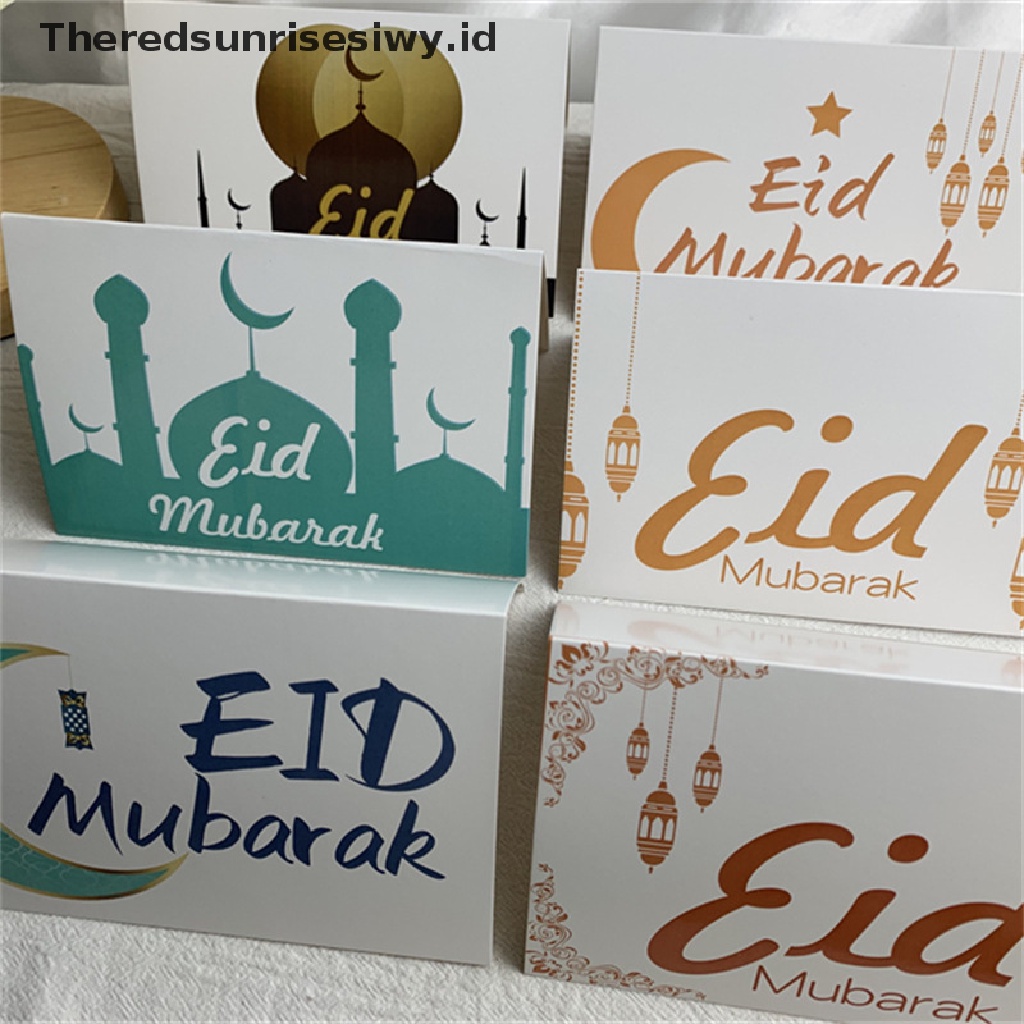 # Baju Lebaran # 6pcs Kartu Undangan Eid Mubarak Gereja Ramadhan Islami Muslim Greeg Card~