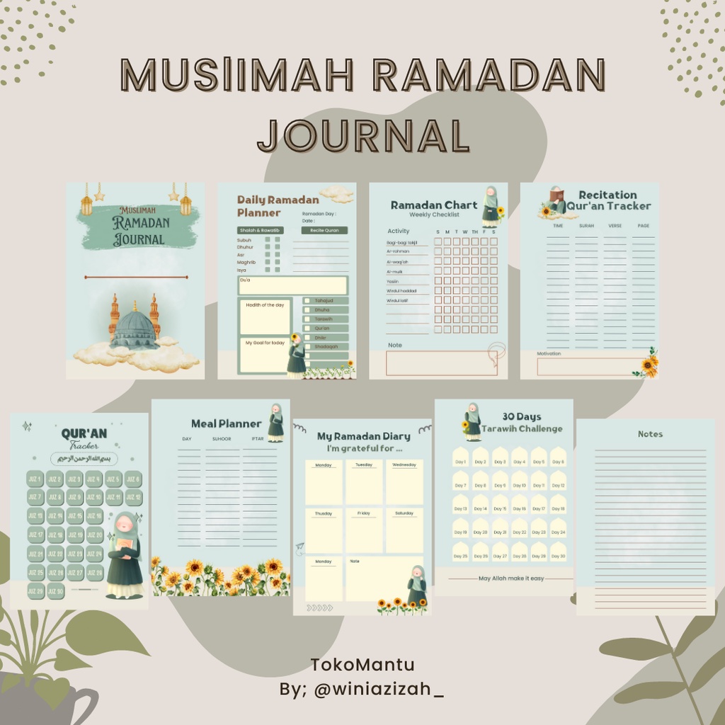 Muslimah Ramadan Journal Isi Binder A5 50 Lembar 20 Lubang // Ramadhan Tracker // Ramadhan Planner