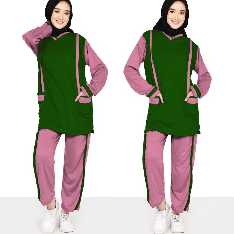 NEW STOCK SETELAN SENAM TUNIK WANITA / Baju Setelan Pakaian Tunik Wanita MuslimAH Olahraga Senam Zum
