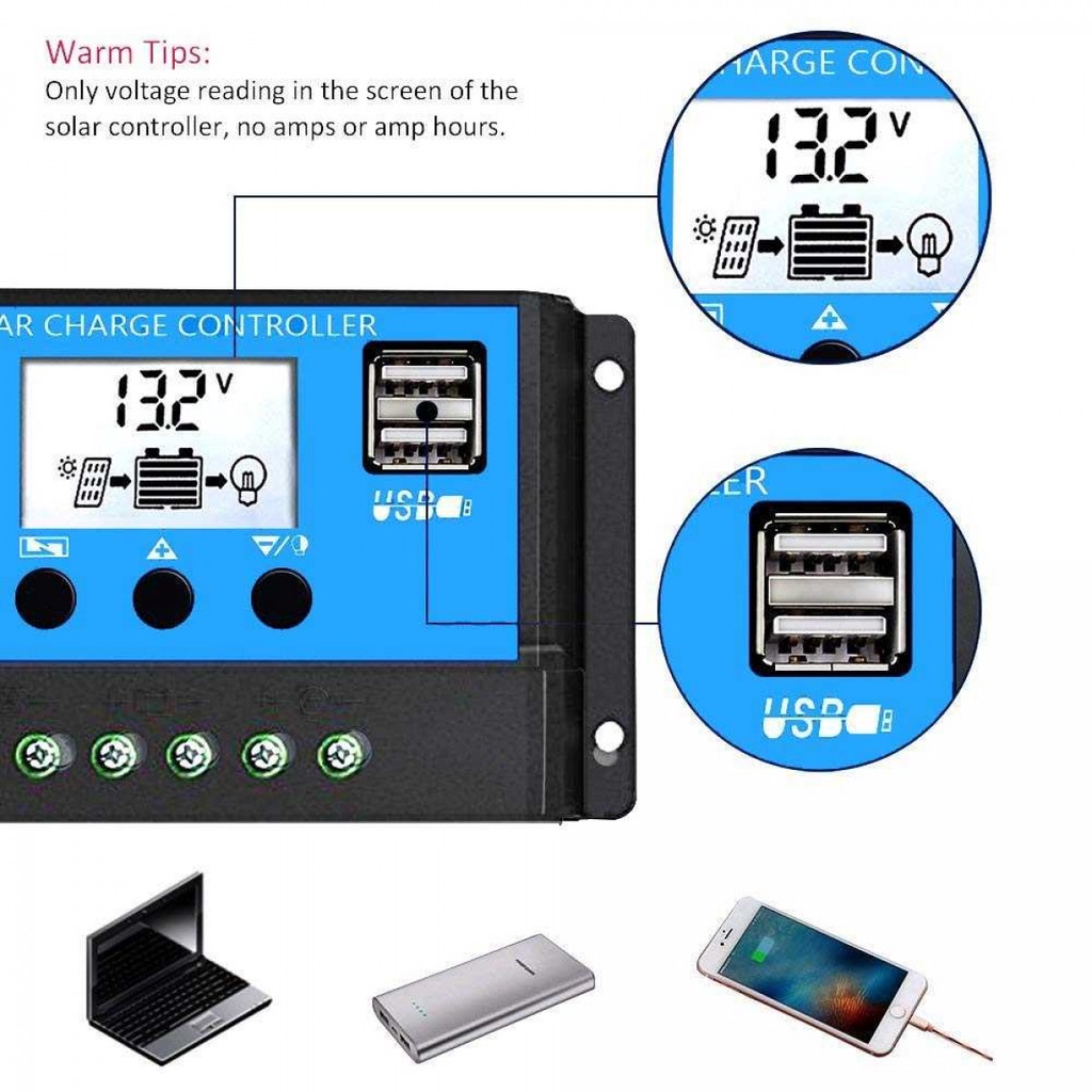 Solar Charge Controller PWM Automatic Recognize 12V/24V