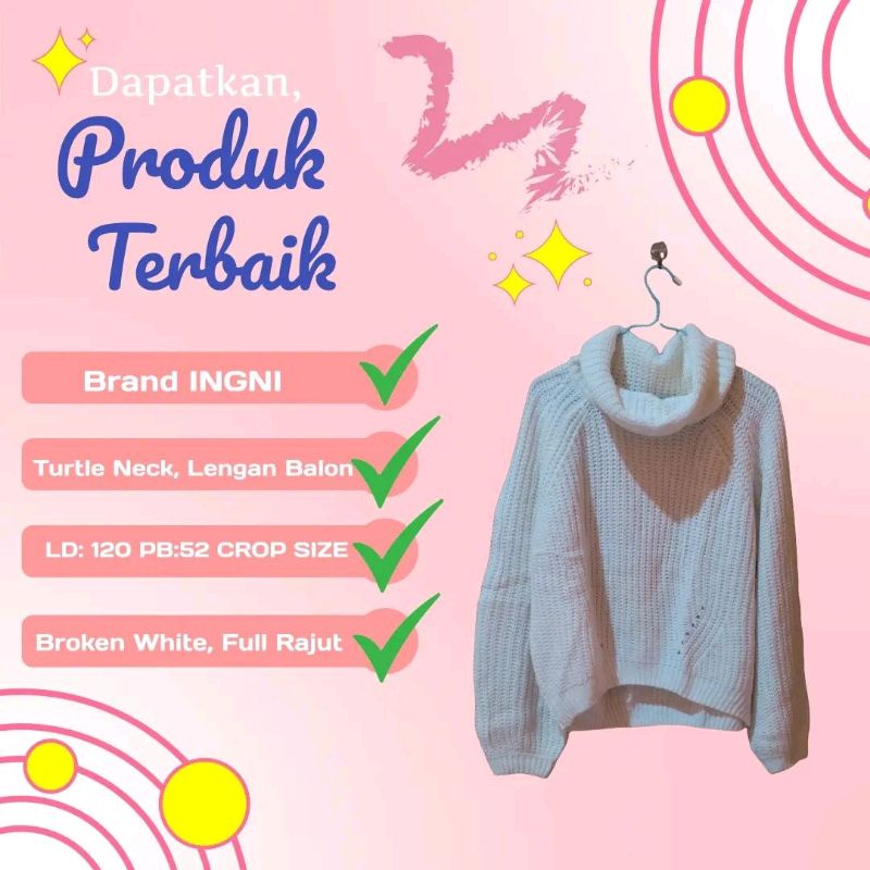 RAJUT KNIT SWEATER TUNIK BRANDED ORIGINAL ZARA ,HNM, UNIQLO,DLL MURAH