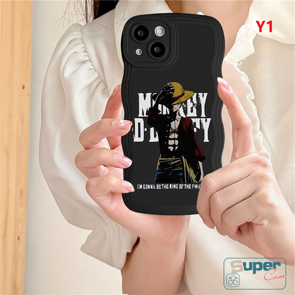 For Realme C33 C30 9i 8i C15 C25s C11 C12 10 C25Y C35 8 C17 C25 C21Y C20 8Pro C20A 6i 7 5 7i 5i 9Pro + 9 C3 Anime One Piece Cartoon Luffy Black Wavy Edge Soft Tpu Case