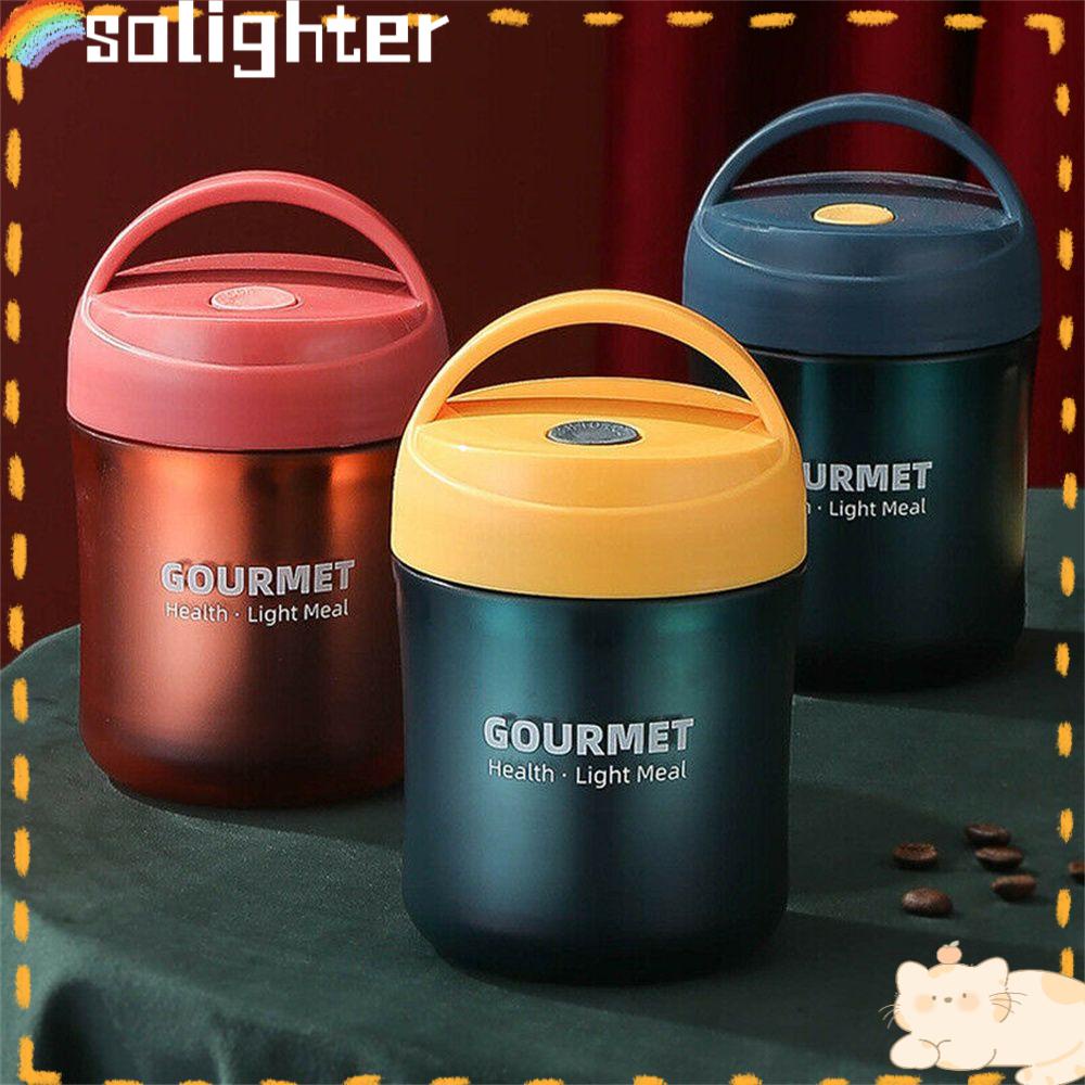 Solighter Vacuum Insulated Soup Jar Work with Handle Soup Alat Panas Sarapan Penyimpanan Cangkir