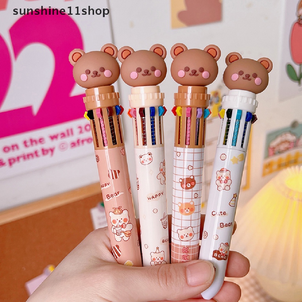 Sho Kawaii Bear Kartun Silikon 10warna Chunky Bolpoin Pulpen Sekolah Kantor Supply Hadiah Alat Tulis Papelaria Escolar N