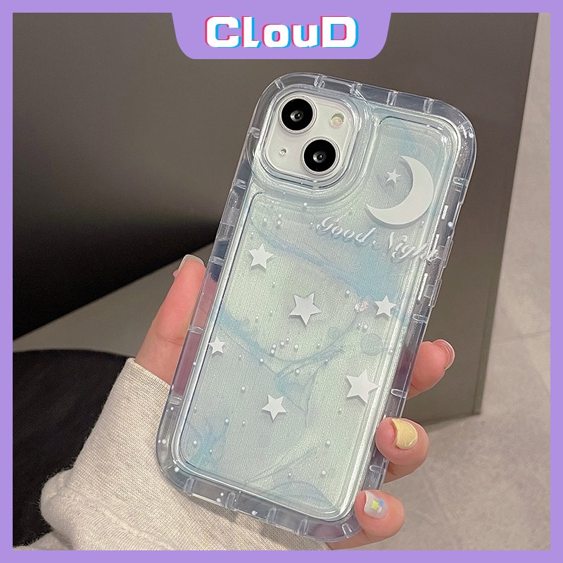 Casing Tpu Lembut Pasangan Bening Kompatibel Untuk iPhone 11 Pro Max7 8 6s 6 Plus 13 11 12 14 Pro Max X XR XS Max Fantasi Langit Berbintang Shockproof Gradiasi Bintang Bulan Penutup Belakang