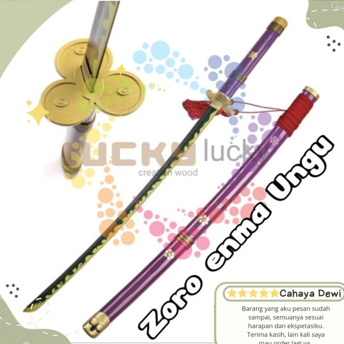 Mainan pedang kayu cosplay anime enma ungu Original