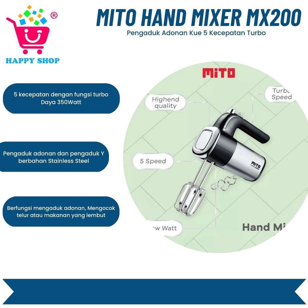 MITO Hand Mixer MX200 / Pengaduk Adonan Kue