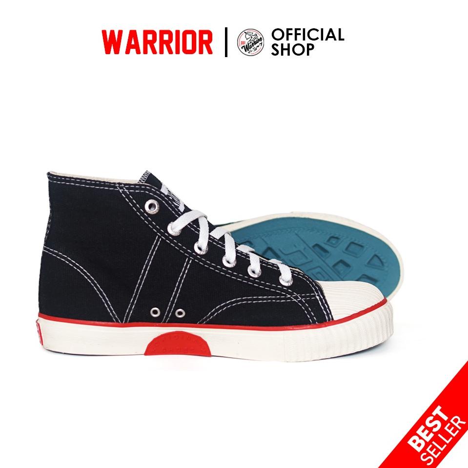 Stok Terbatas Warrior Classic Hitam Putih HC - Sepatu Sekolah Warrior Tinggi