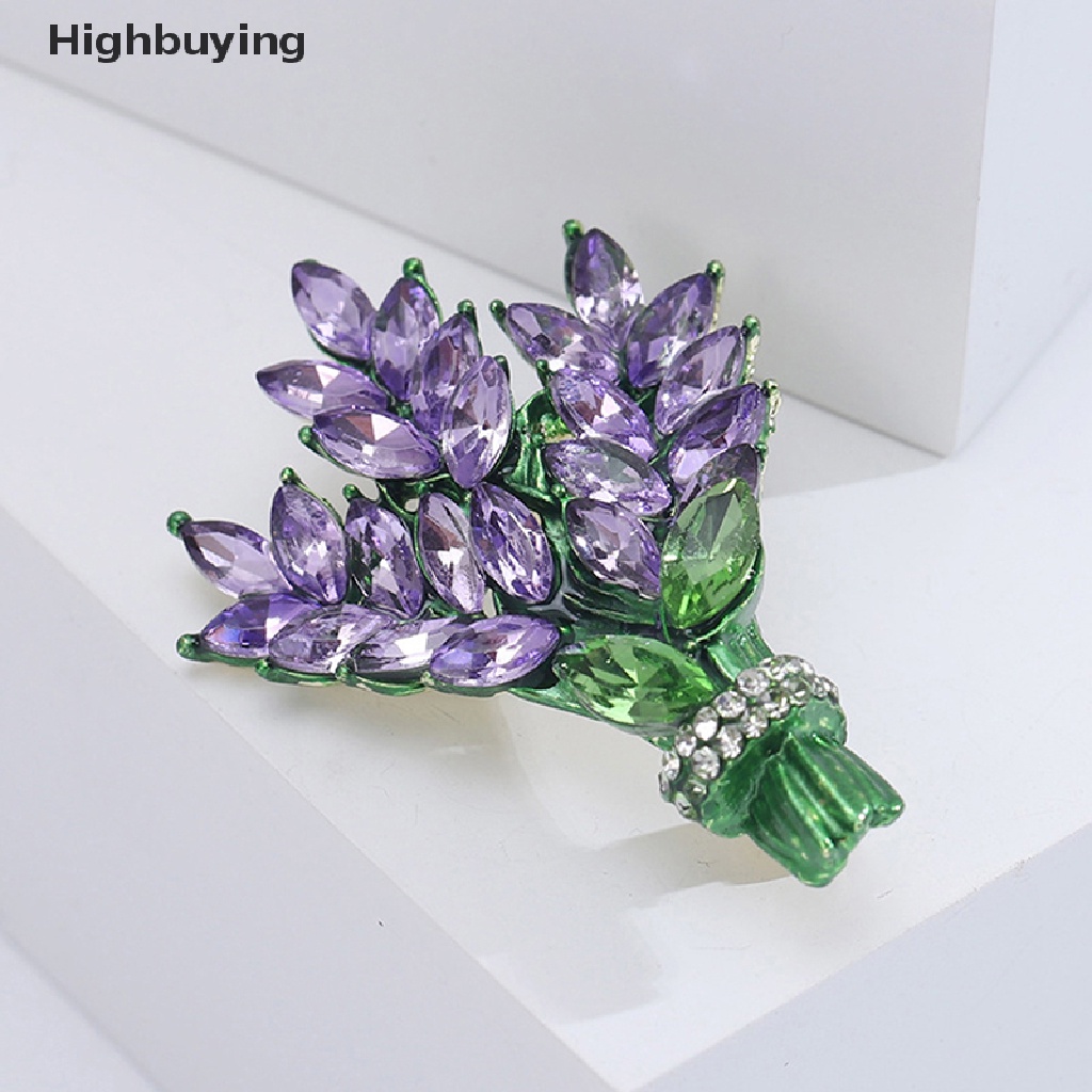 Hbid Women Brooch Romantic Crystal Lavender Flower Lapel Pins Alloy Plant Brooch Lapel Pins Accessories Gifts Jewelry Glory