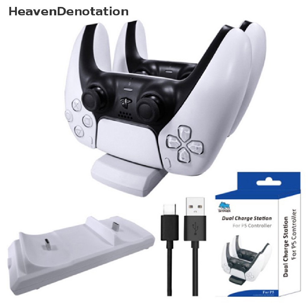 [HeavenDenotation] Dual Fast Charger Untuk Playstation5 Wireless Controller Charging Dock Station Type-C Untuk PS5 Joy Gamepad Aksesoris HDV