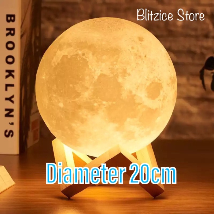 Terlaris Moon Lamp 20Cm Lampu Bulan 16 Warna Rgb Remote Rechargeable Bed Light