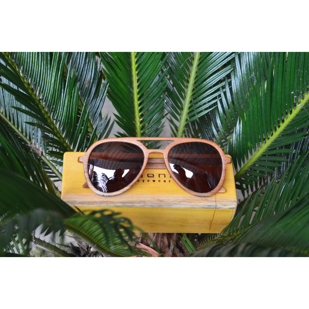 kacamata kayu Geni Aviator kacamata hitam kacamata pria