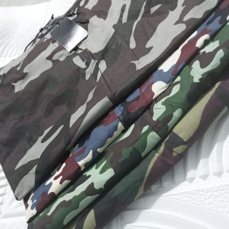 Celana Kolor Pria Jumbo Katun Stretch Motif Loreng Army