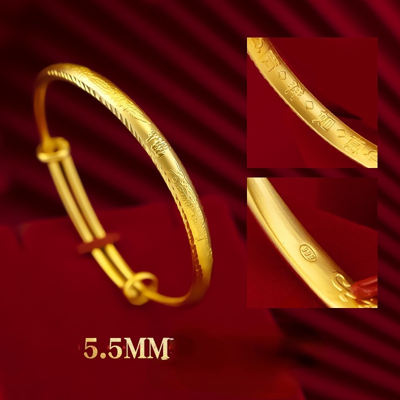 Goldkingdom Fashion Perhiasan 24 K Bangkok Aksesoris Ready Stock Tembaga Murni Plating Butik Perempuan Pernikahan Longfeng Gelang Kekayaan Yang Kaya