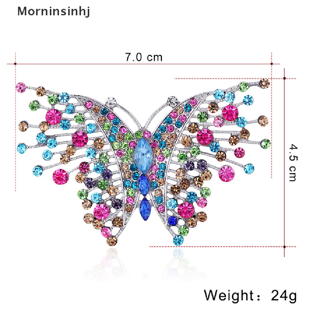 Mornin Bros Kupu-Kupu Berlian Imitasi Warna-Warni Untuk Wanita Pin Bros Mantel Serangga Lucu id