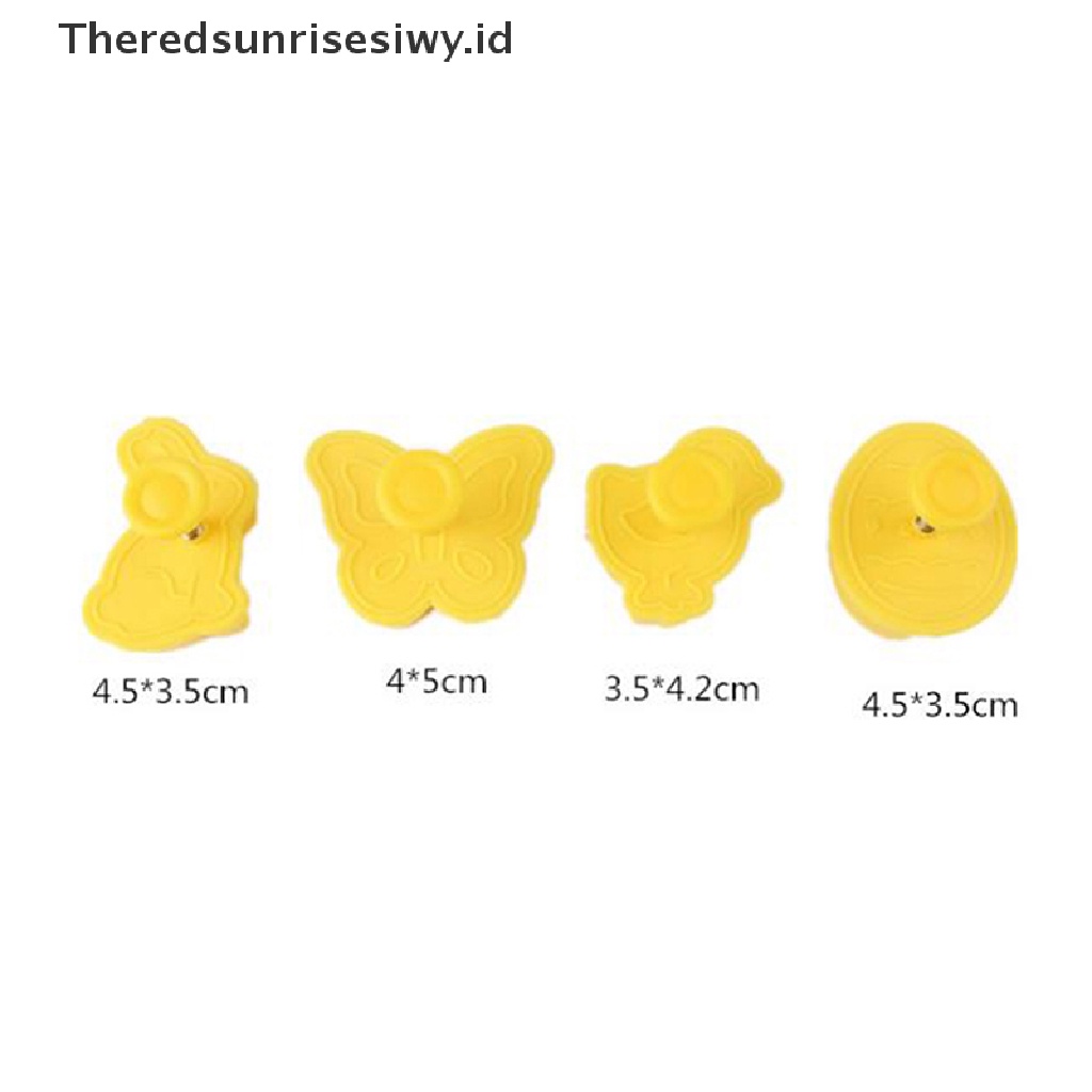 # Baju Lebaran # 4pcs Butterfly Rabbit Easter Egg Shape Animal Pemotong Kue Kering Plastik Biskuit~