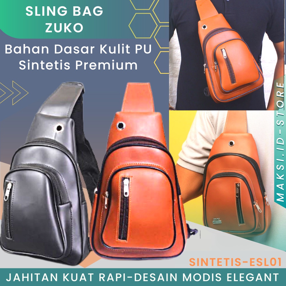 Tas Tas Slempang Kulit PU Leather ZUKO Slingbag Cross Body Bag Multifungsi ESl01 BISA COD