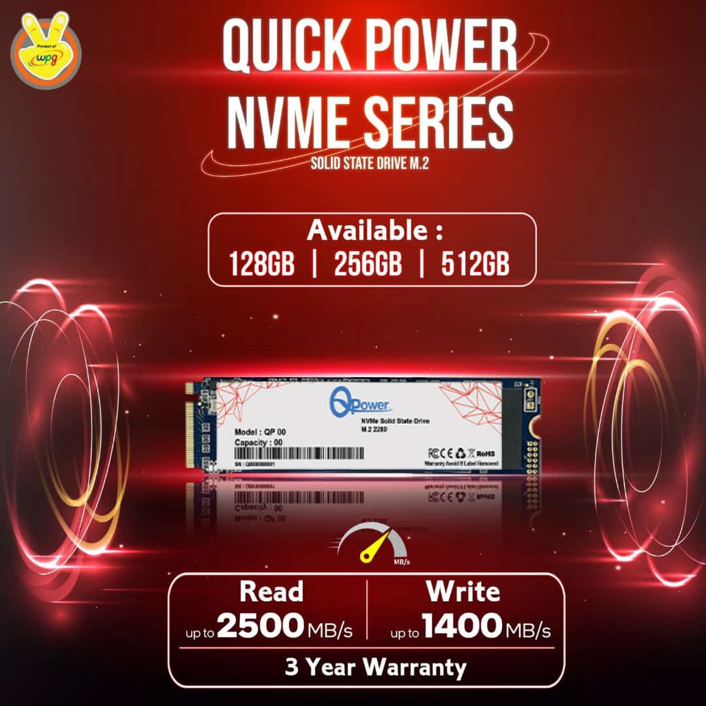 SSD M.2 NVME QPOWER ( 128GB / 256GB / 512GB ) - Garansi 3 Tahun