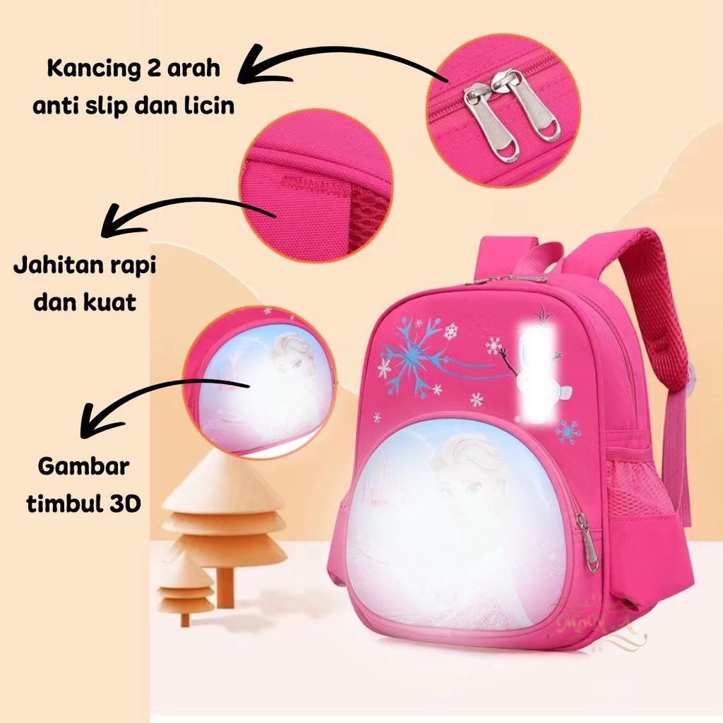 [MONA] Tas Sekolah Ransel Anak Motif Timbul Dengan Karakter Lucu - M0218