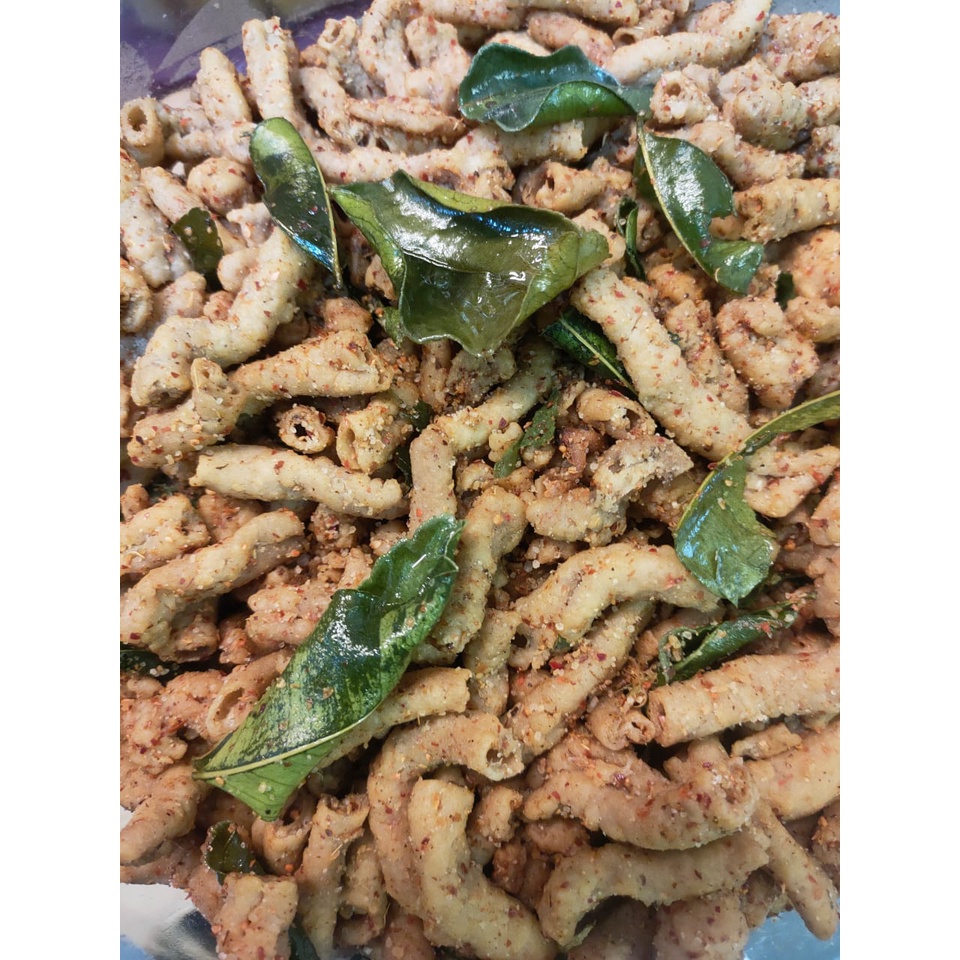 KERIPIK USUS 250gr / KRIPIK USUS AYAM / KERIPIK USUS KILOAN / KERIPIK USUS ASIN GURIH / PEDES DAUN JERUK