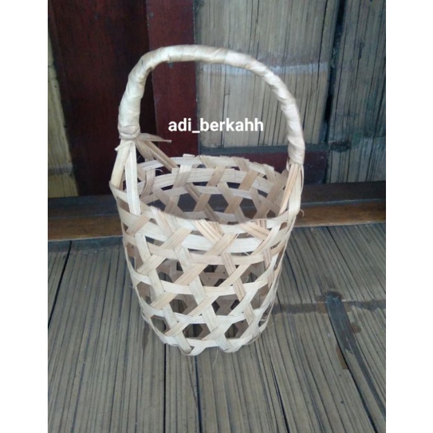 Anyaman bambu tas bulat 10x13cm